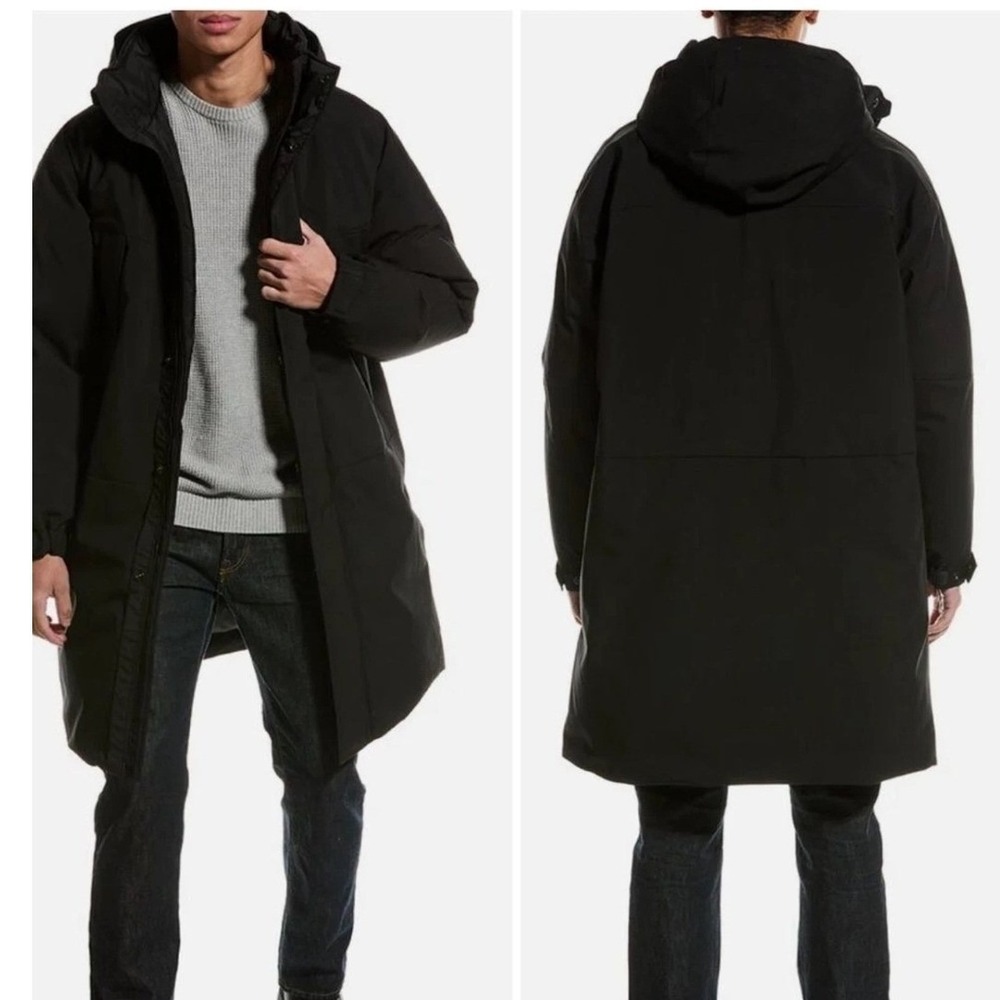 Theory Mens Bond 2L Mid Length Malbec Down Wool BlndPuffer Coat Parka Hood Sz XL